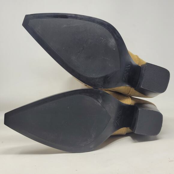 Zara Boots Women EU42 US11 Tan Suede Western Embroidered Cowgirl Rodeo Tall NEW - Picture 13 of 16